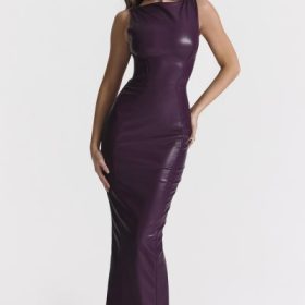 Sahara Merlot Vegan Leather Maxi Dress - Image 8