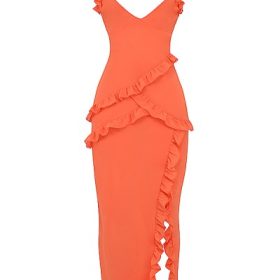 Pixie Flame Orange Ruffle Maxi Dress - Image 2