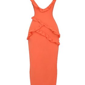 Pixie Flame Orange Ruffle Maxi Dress - Image 4