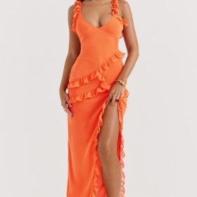 Pixie Flame Orange Ruffle Maxi Dress - Image 5