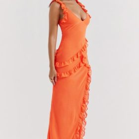Pixie Flame Orange Ruffle Maxi Dress - Image 10