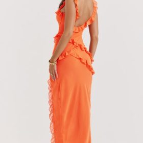 Pixie Flame Orange Ruffle Maxi Dress - Image 12