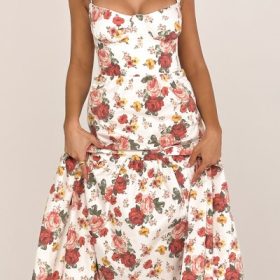 Elia Italian Rose Print Cotton Midi Sundress - Image 6