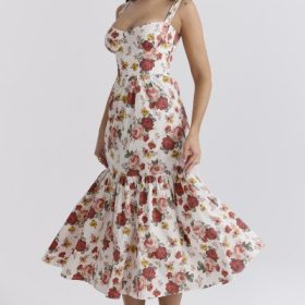 Elia Italian Rose Print Cotton Midi Sundress - Image 8