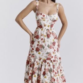 Elia Italian Rose Print Cotton Midi Sundress - Image 10