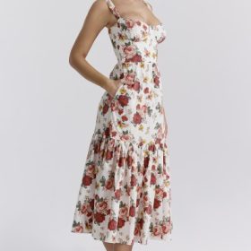 Elia Italian Rose Print Cotton Midi Sundress - Image 11