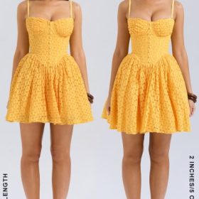 Carolina Apricot Lace Corset Mini Dress - Image 11