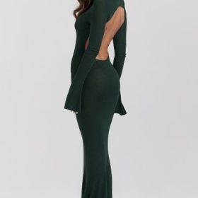 Sancha Forest Green Knit Maxi Dress - Image 5