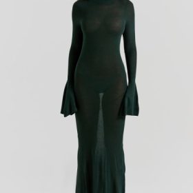 Sancha Forest Green Knit Maxi Dress - Image 7
