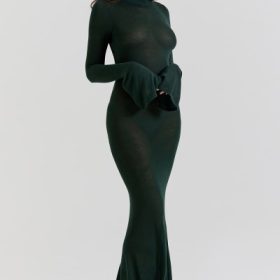 Sancha Forest Green Knit Maxi Dress - Image 9