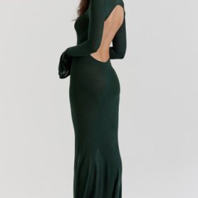 Sancha Forest Green Knit Maxi Dress - Image 10