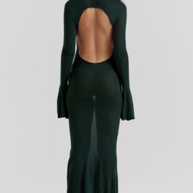 Sancha Forest Green Knit Maxi Dress - Image 11