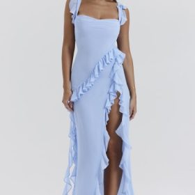 Ariela Soft Blue Ruffle Maxi Dress - Image 5